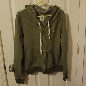 PINK Washed Green Zip up hoodie